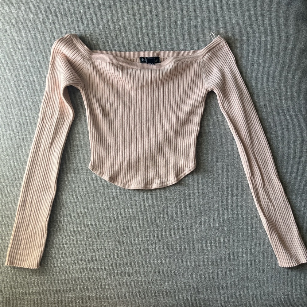 Urban Heritage Women's Light Pink Crop Top Sweater